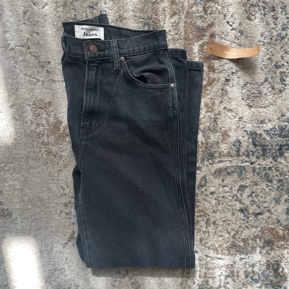 Reformation Straight Leg Black Washed Cowboy Jeans - Picture 4 of 5